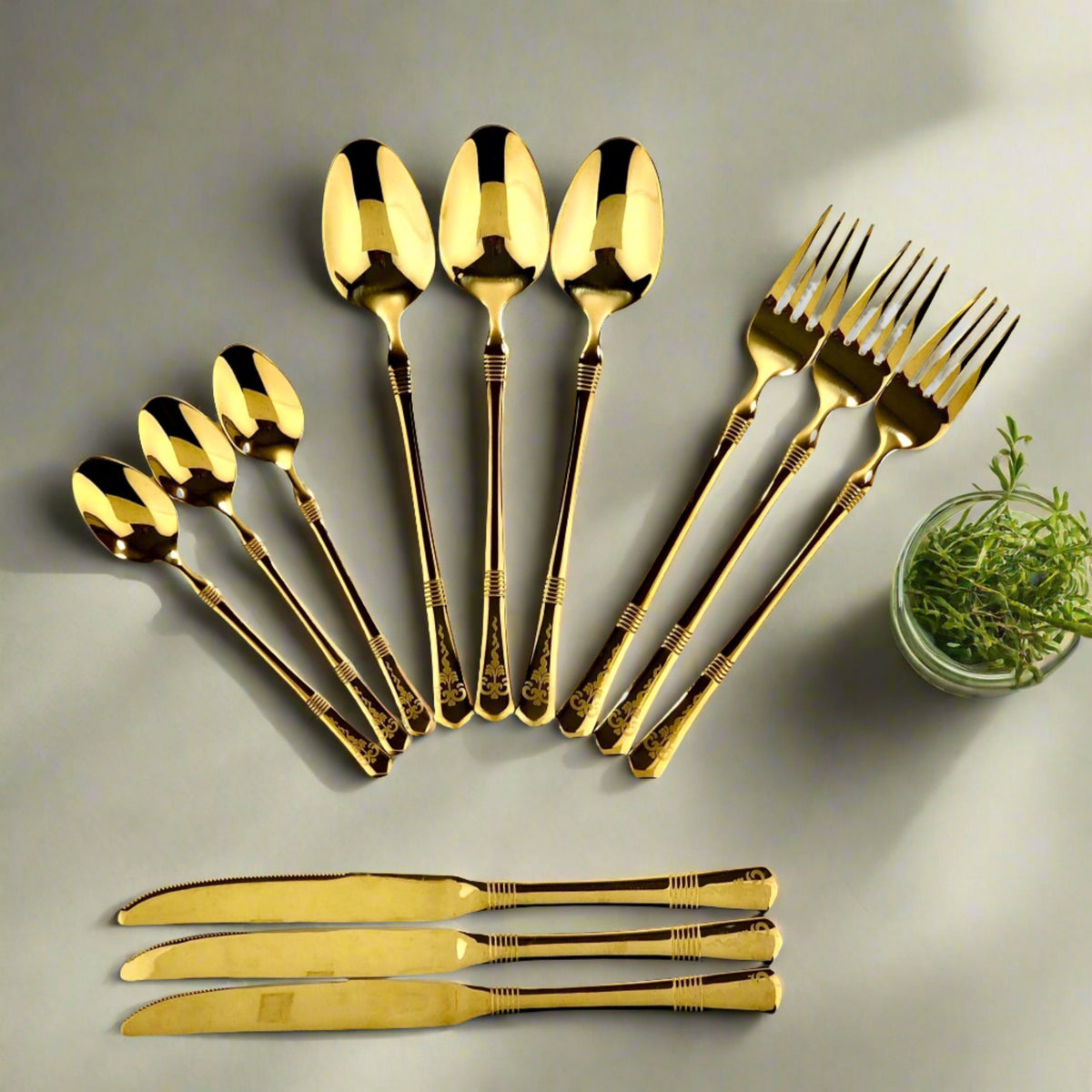 Premium Golden Cutlery Set (Set of 24)
