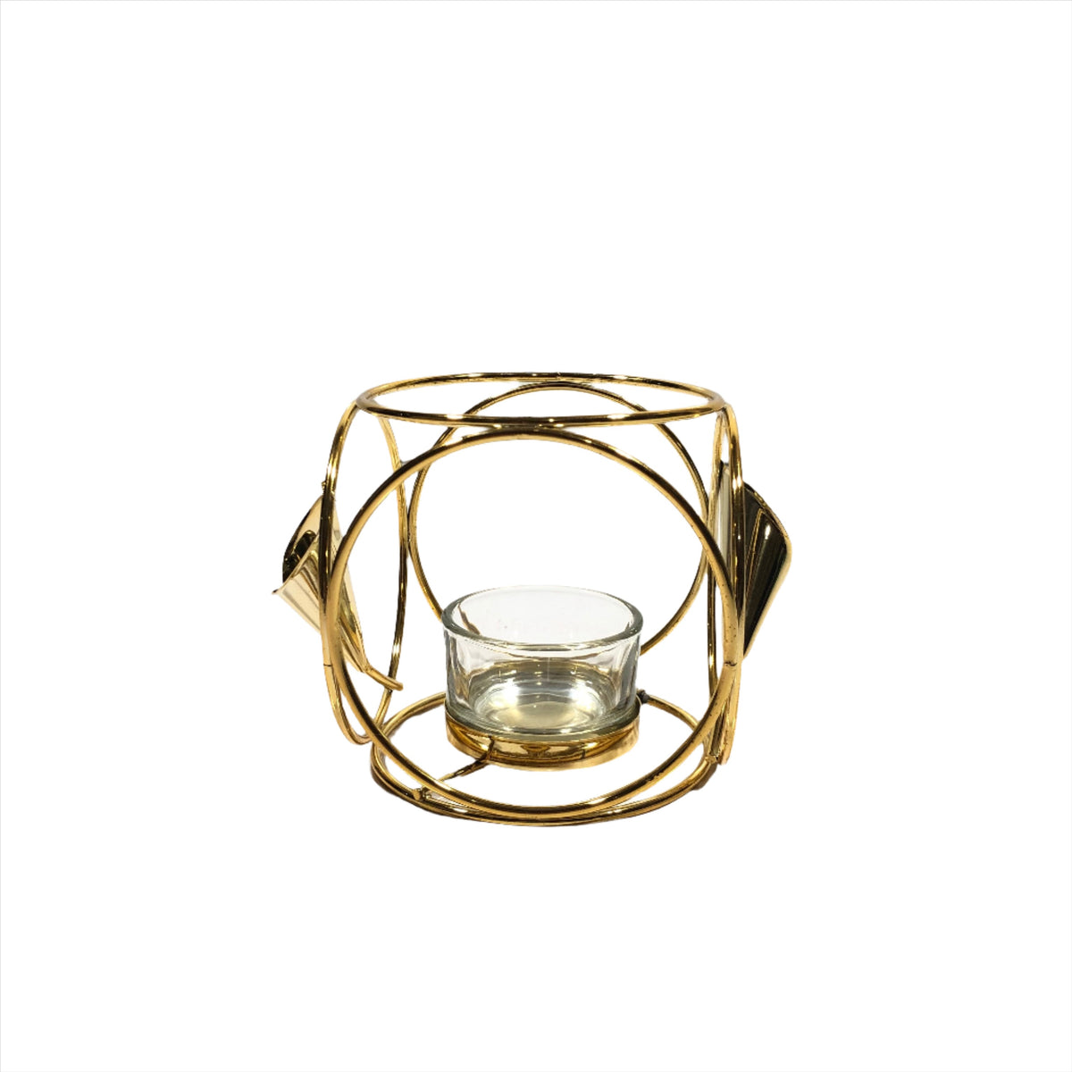 Circle Design Golden Candle Holder