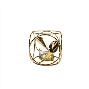 Circle Design Golden Candle Holder