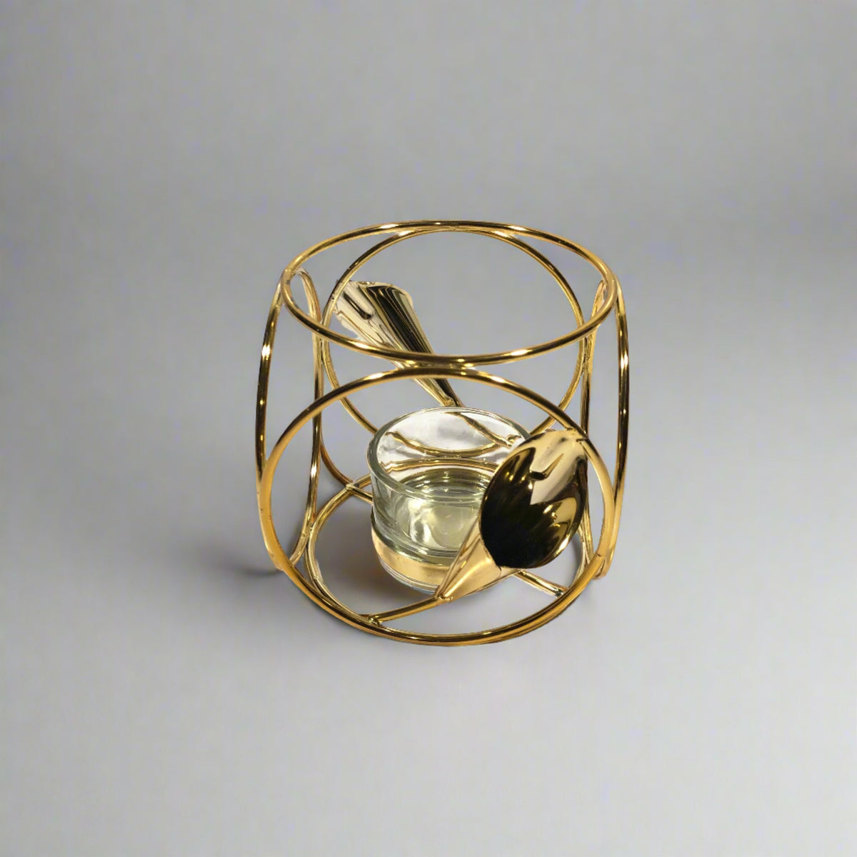 Circle Design Golden Candle Holder