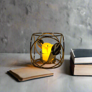 Circle Design Golden Candle Holder