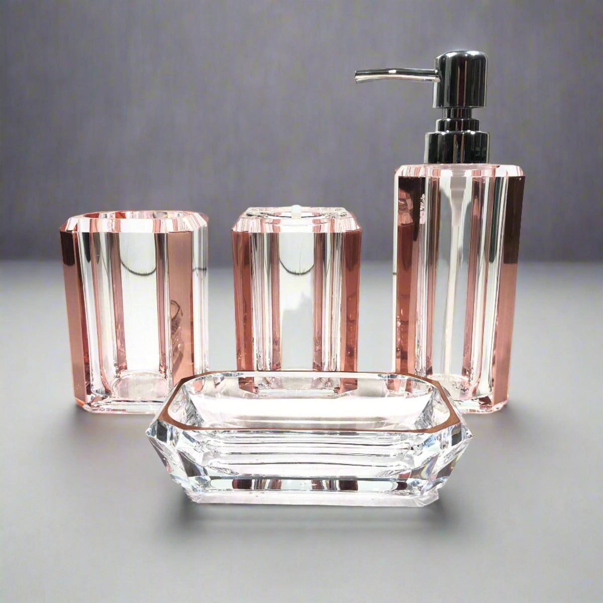 Transparent Pink Bath Set
