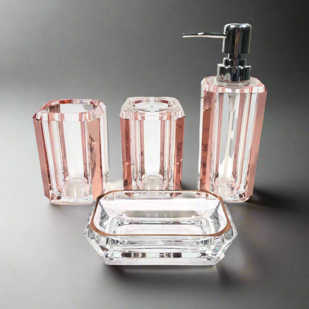 Transparent Pink Bath Set
