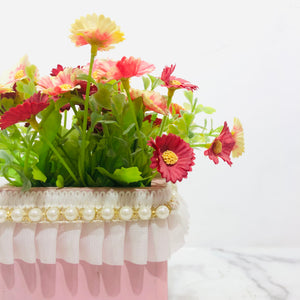 Pink Basket Pot Planter