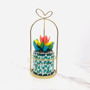 Colourful Leaves Planter With Golden Stand