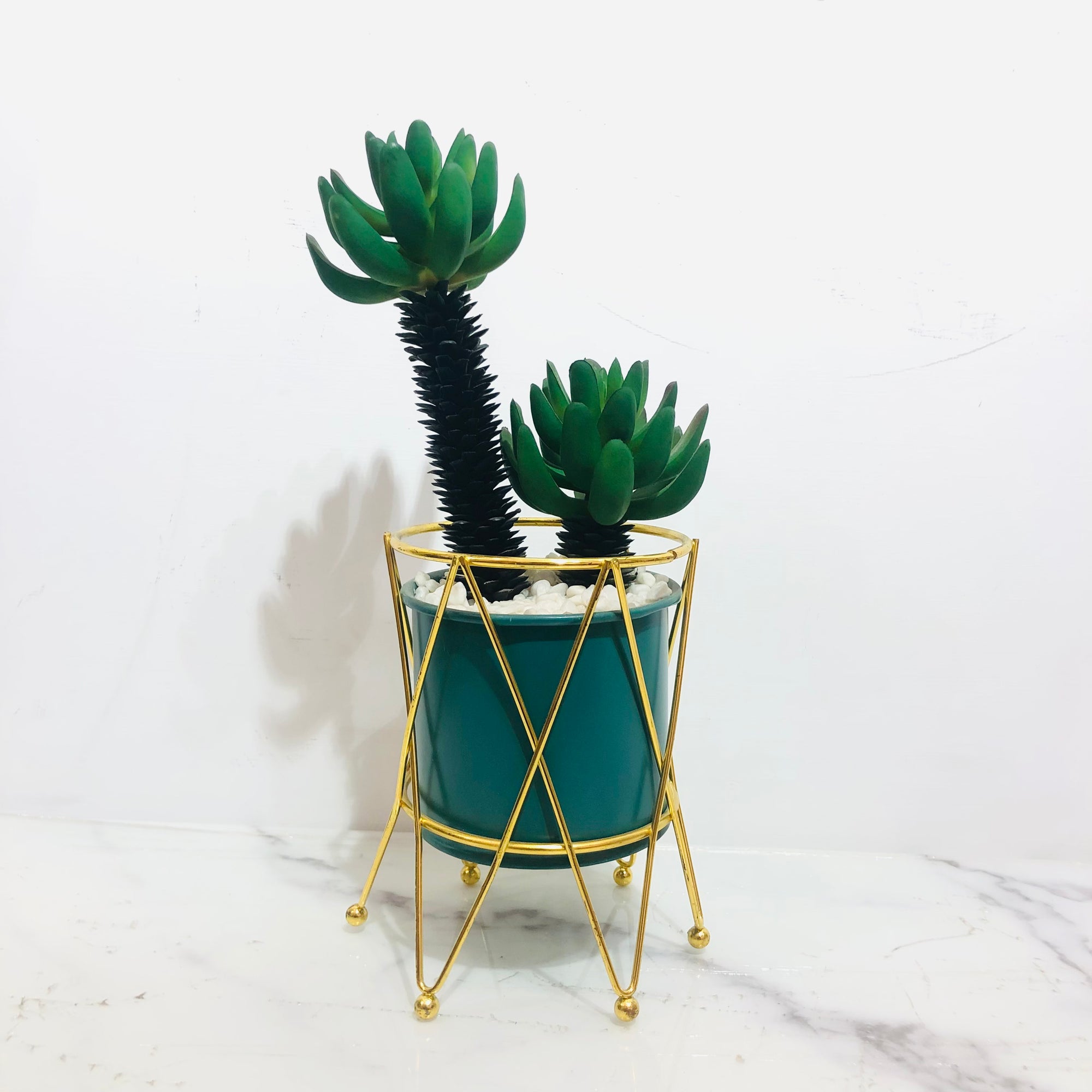 Golden Geometric Stand Palm Pot Planter