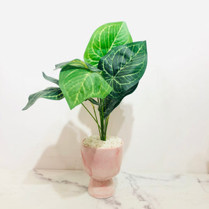 Palm Tree Pink Marble Pot Planter