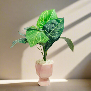 Palm Tree Pink Marble Pot Planter