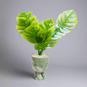 Palm Tree Green Marble Pot Planter