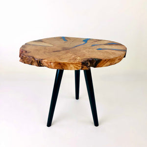 Blue Cracked Edges Resin Art Coffee Table