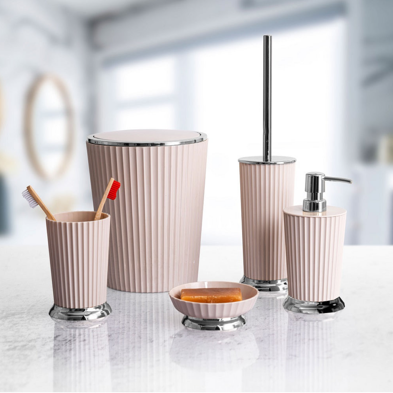 Nely Beige Bathroom Set