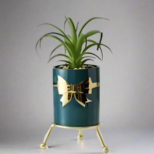 Golden Bow Stand White Planter