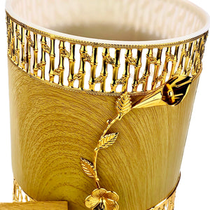 Golden Floral Basket with Tissue Box