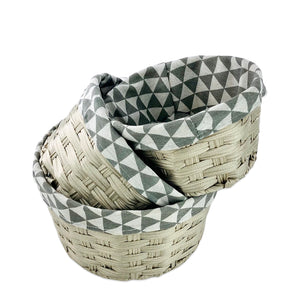 Round Perlman Jute & Linen Towel Basket  (Set of 3)