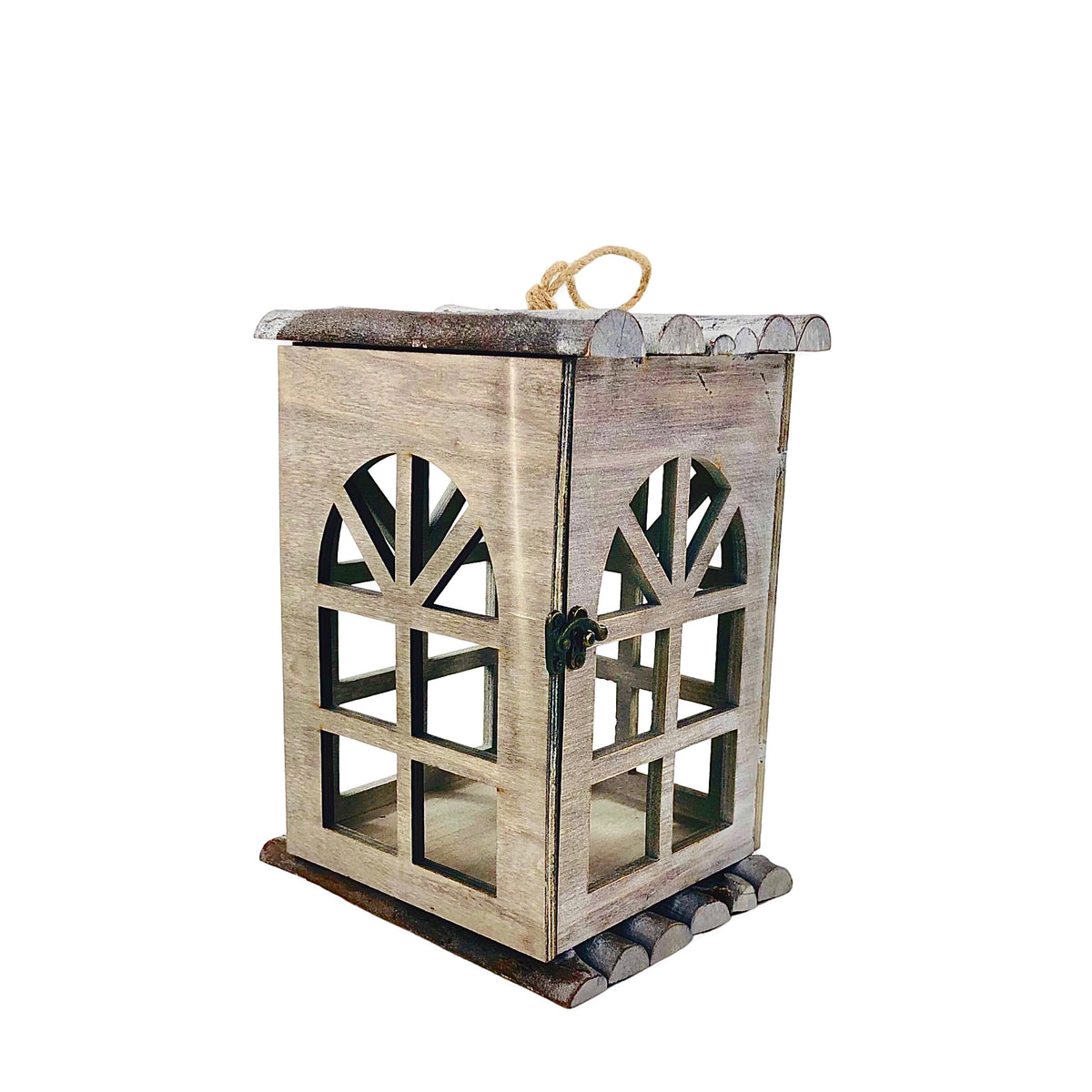 Gray Wood Square Shape Candle Holder