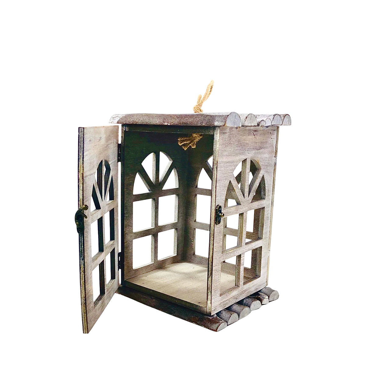 Gray Wood Square Shape Candle Holder