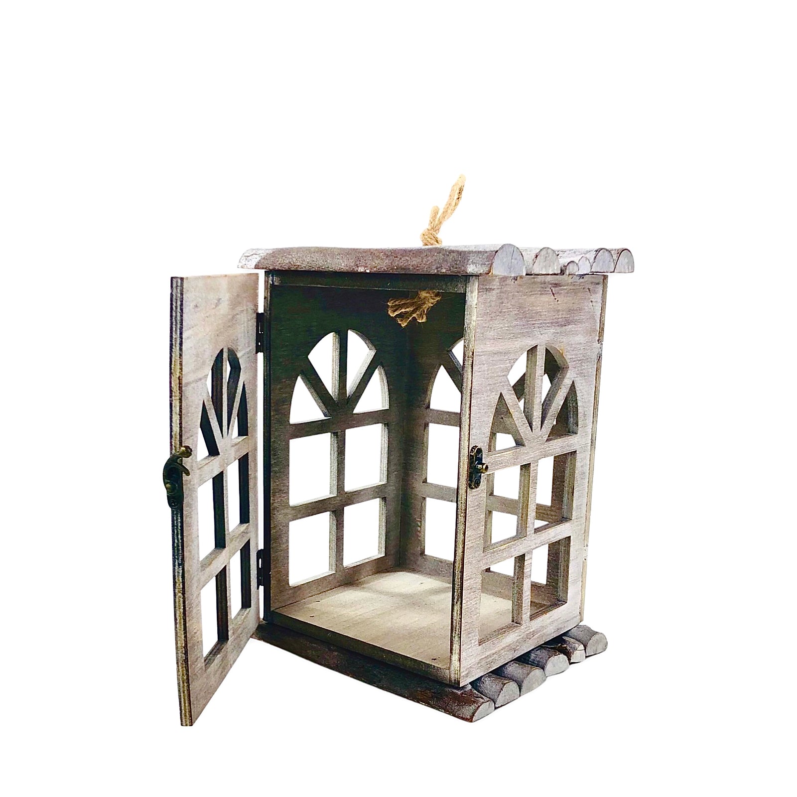 Gray Wood Square Shape Candle Holder