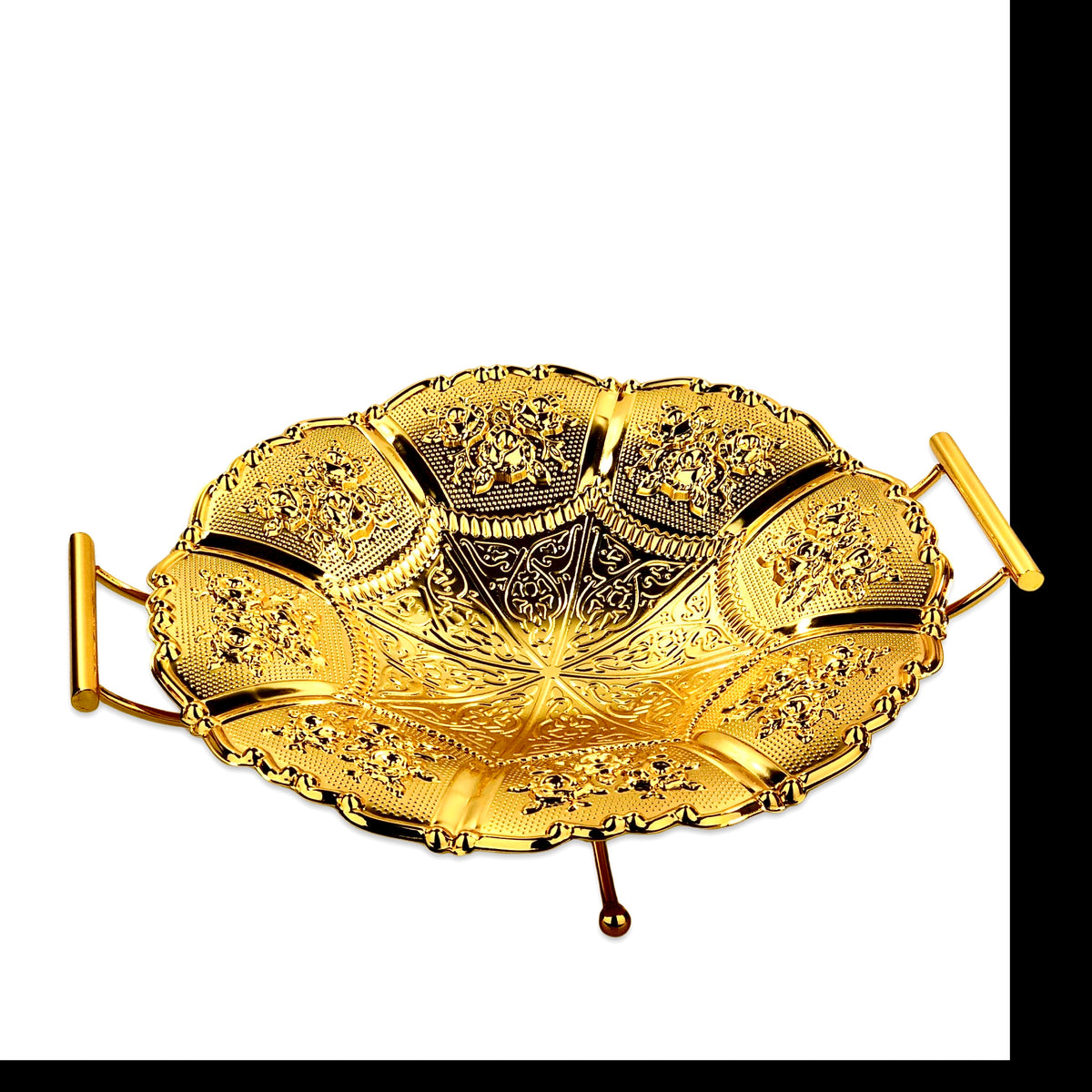 Flower Hammered Engraved Tray