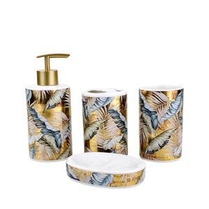Abstract Golden Leaves Bath Set
