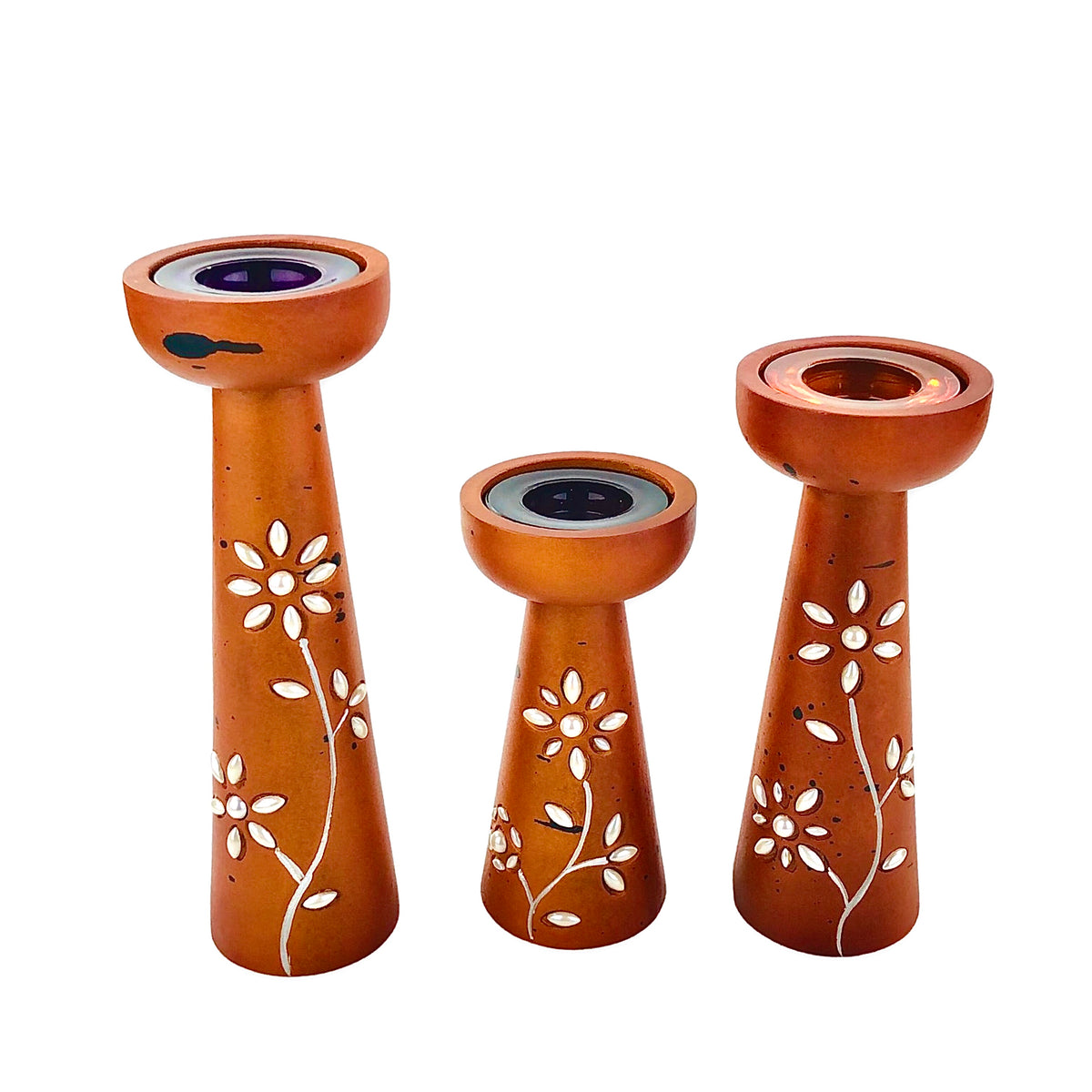 Engraved Pillars Candle Holder