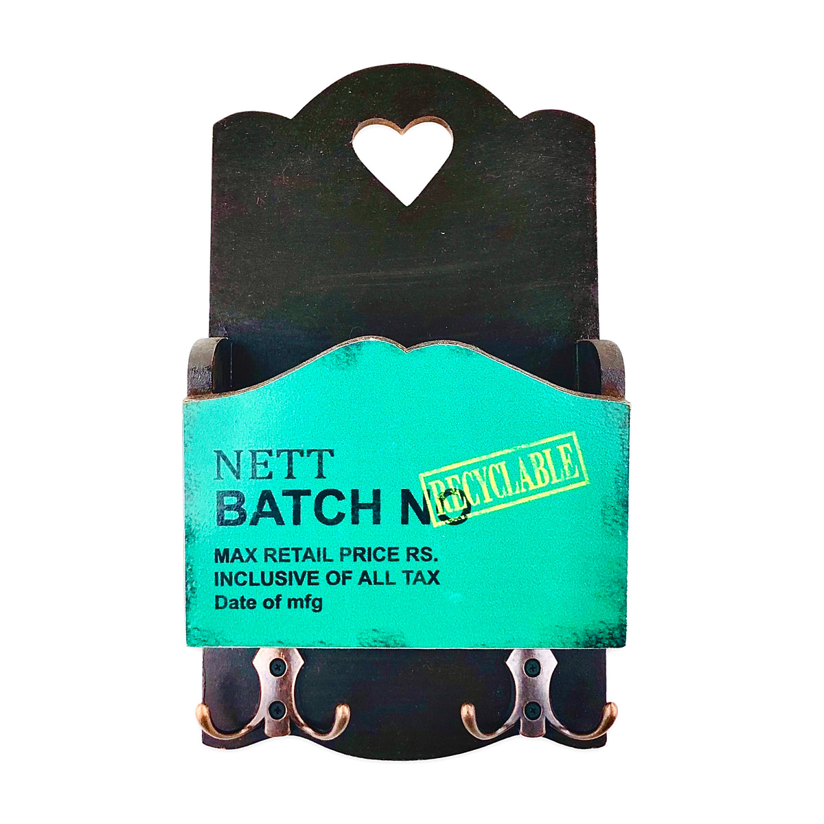 Decorative wall quotation & Pocket with Key Hooks (Sea Green)