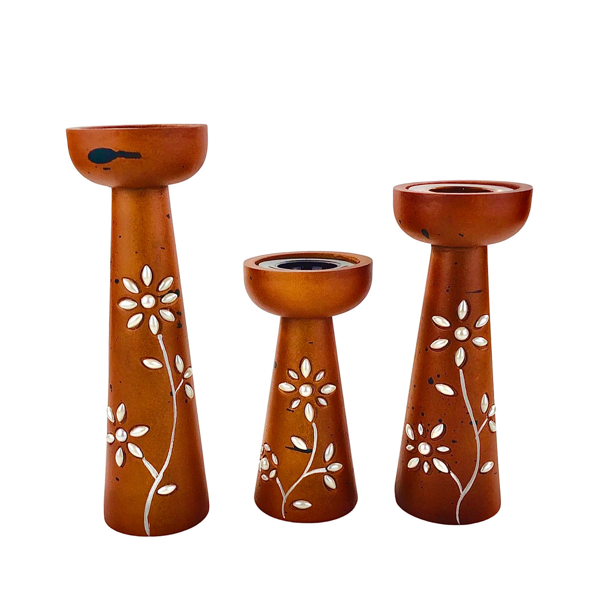 Engraved Pillars Candle Holder