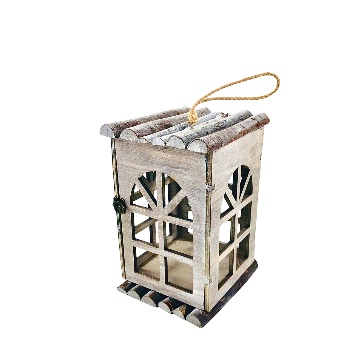 Gray Wood Square Shape Candle Holder