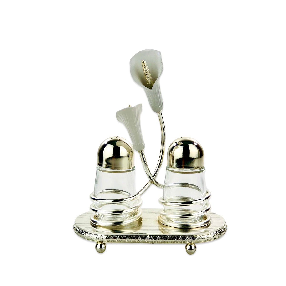 Sliver Spiral Flower Salt & Pepper Set