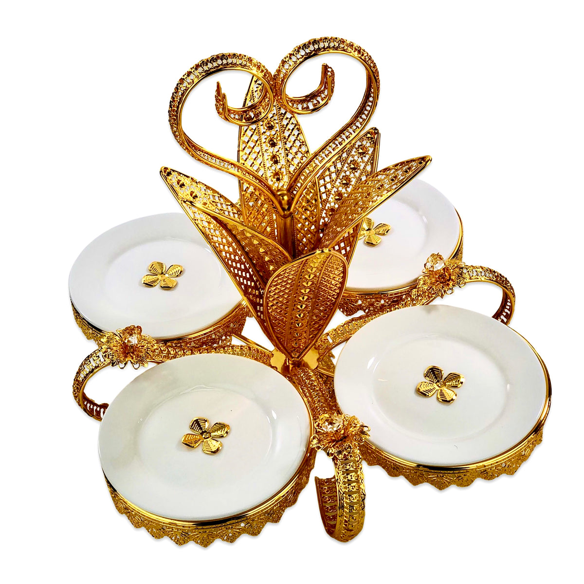 Morrocen Dessert Stand With Plates (4 Portion)