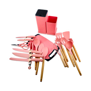 Colorful Kitchen Utensils Silicone 20 Piece (Pink Green)
