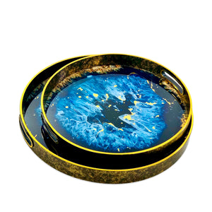 Blue Fire Round Trays (Set of 2)