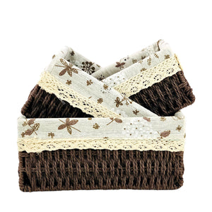 Chocolate Brown Jute & Linen Towel Basket  (Set of 3)