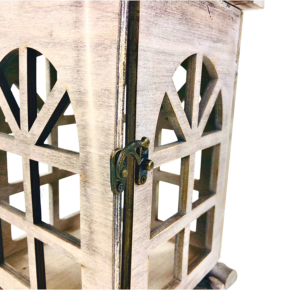 Gray Wood Square Shape Candle Holder