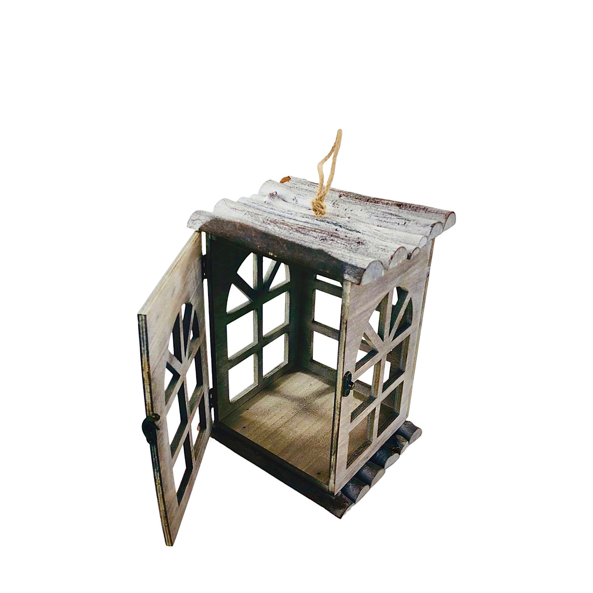 Gray Wood Square Shape Candle Holder