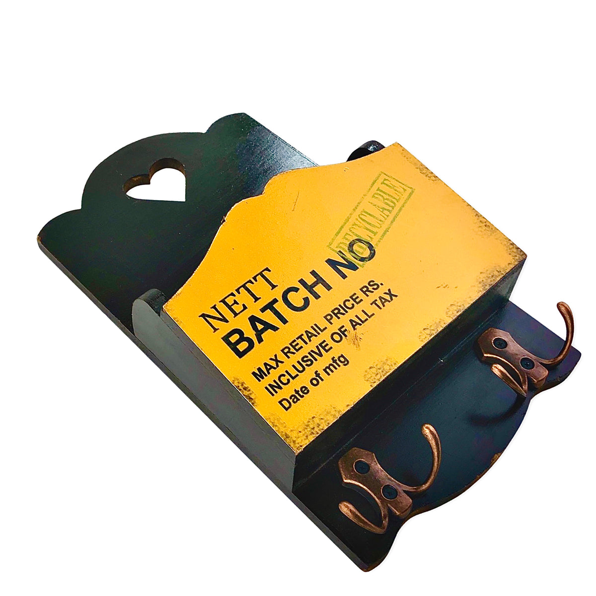 Decorative wall quotation & Pocket with Key Hooks (Yellow)