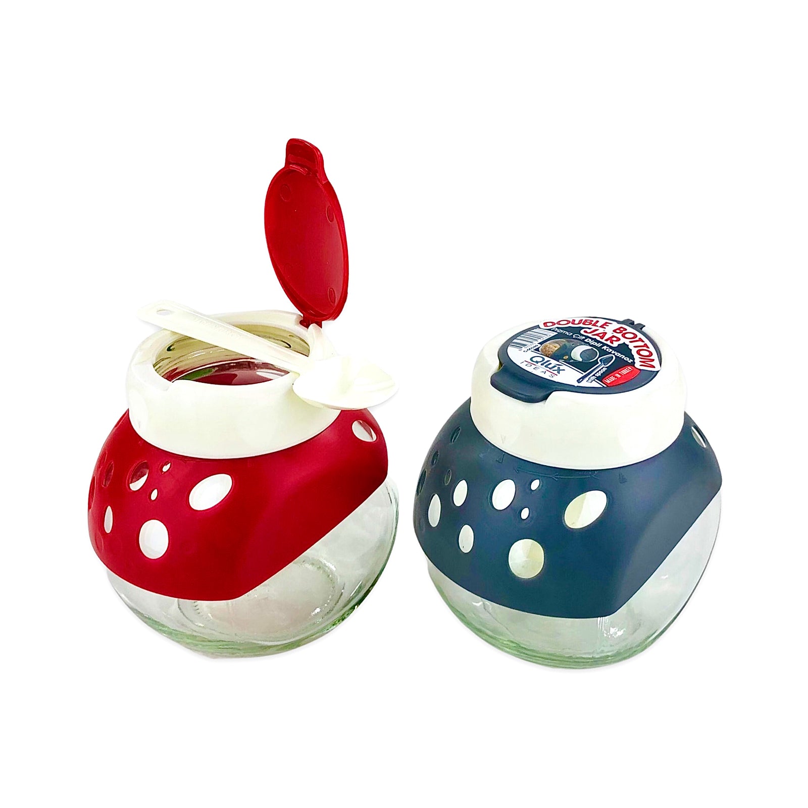 Qlux Dual Bottom Jar With Spoons