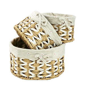 Perlman Jute & Linen Towel Basket  (Set of 3)