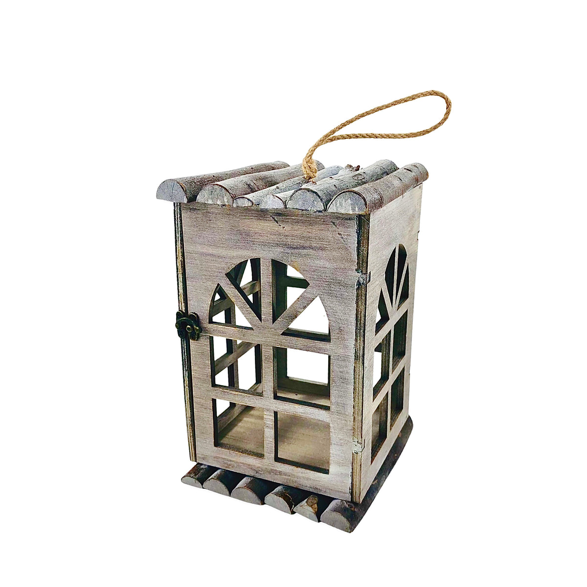 Gray Wood Square Shape Candle Holder