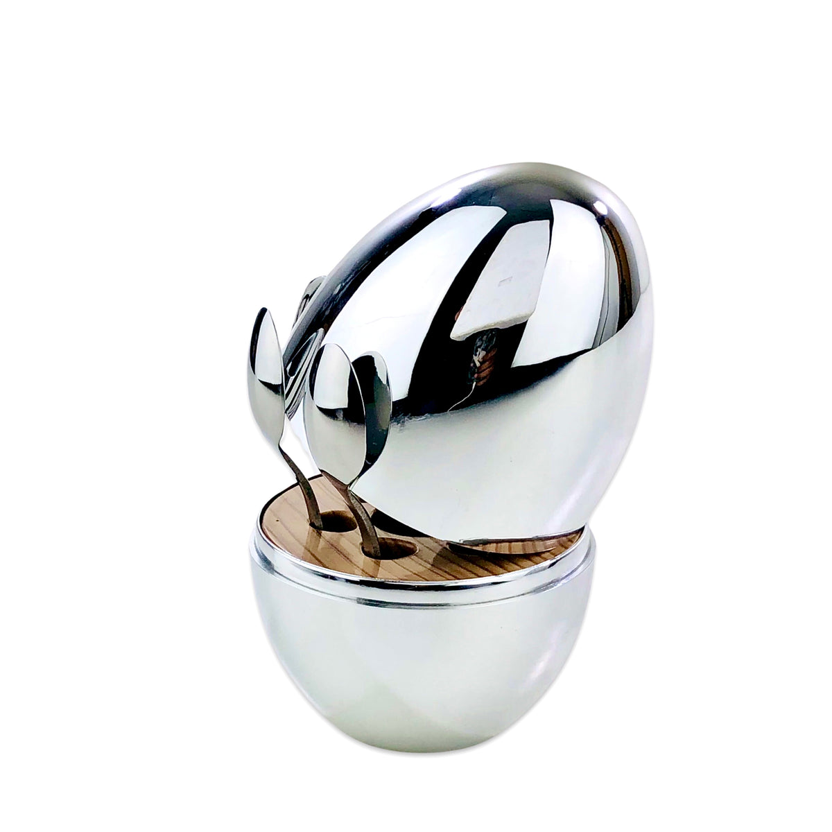 Silver Egg with 6 Coffee/Dessert Spoons