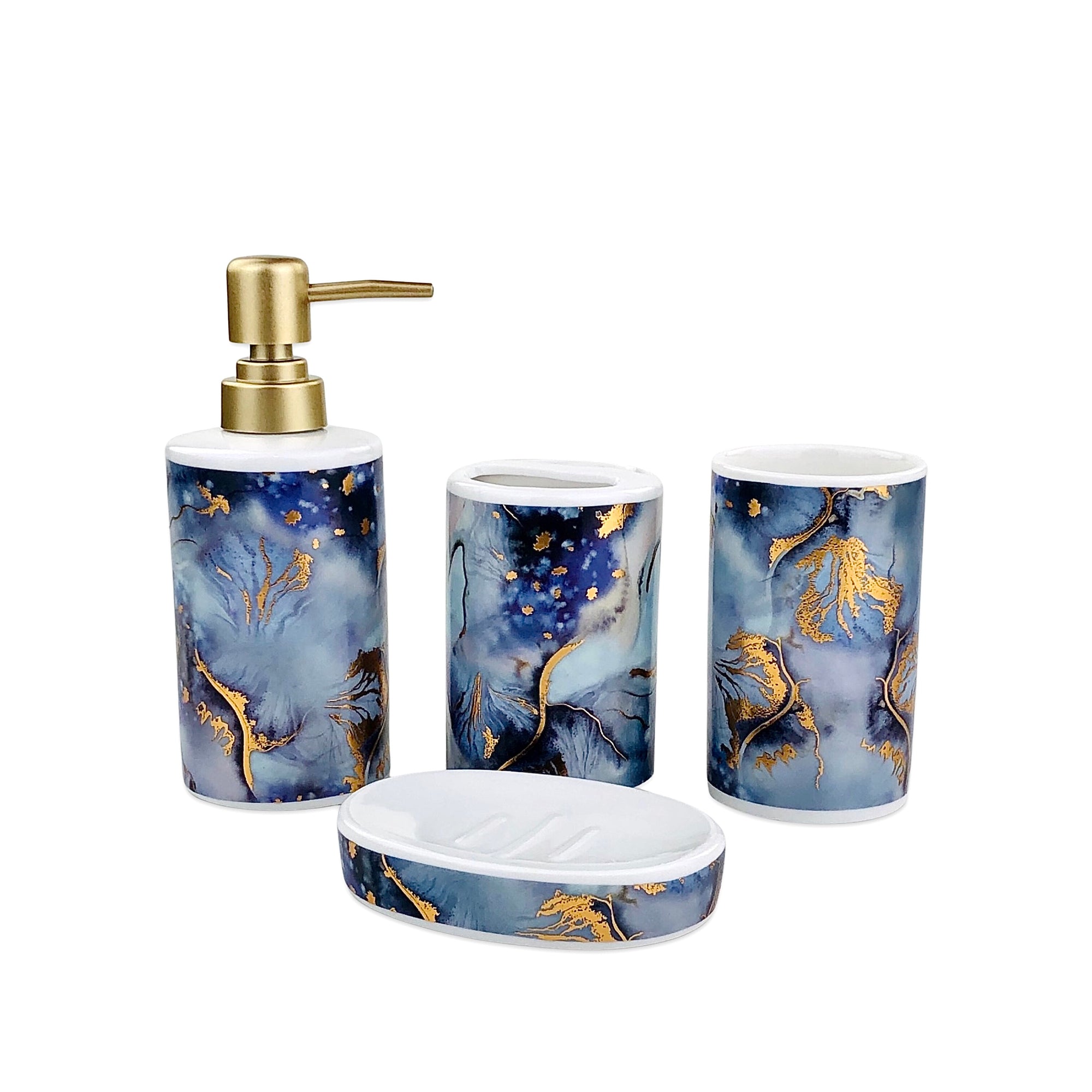 Abstract Blue Golden Bath Set