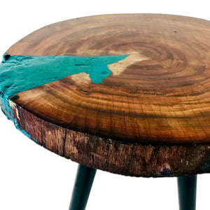 Cracked Round Tri Resin Art Coffee Table