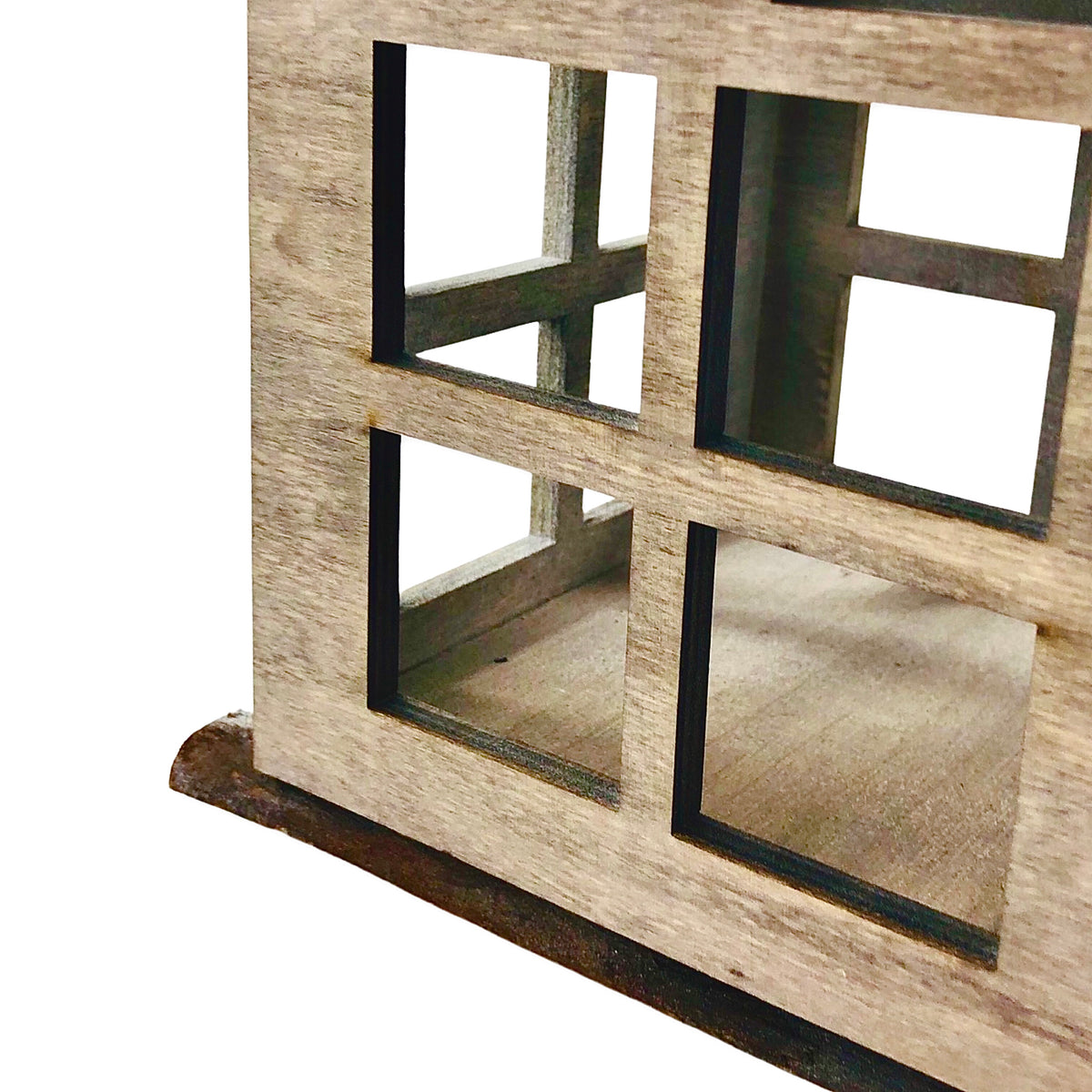 Gray Wood Square Shape Candle Holder