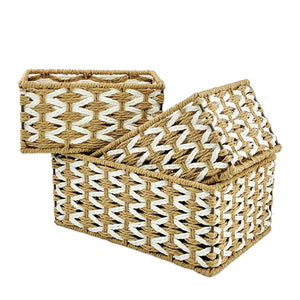 Rectangular Jute Towel Basket  (Set of 3)