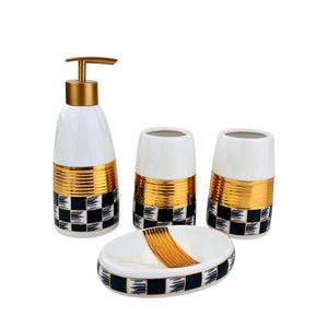 Black & Gold Print Bath Set