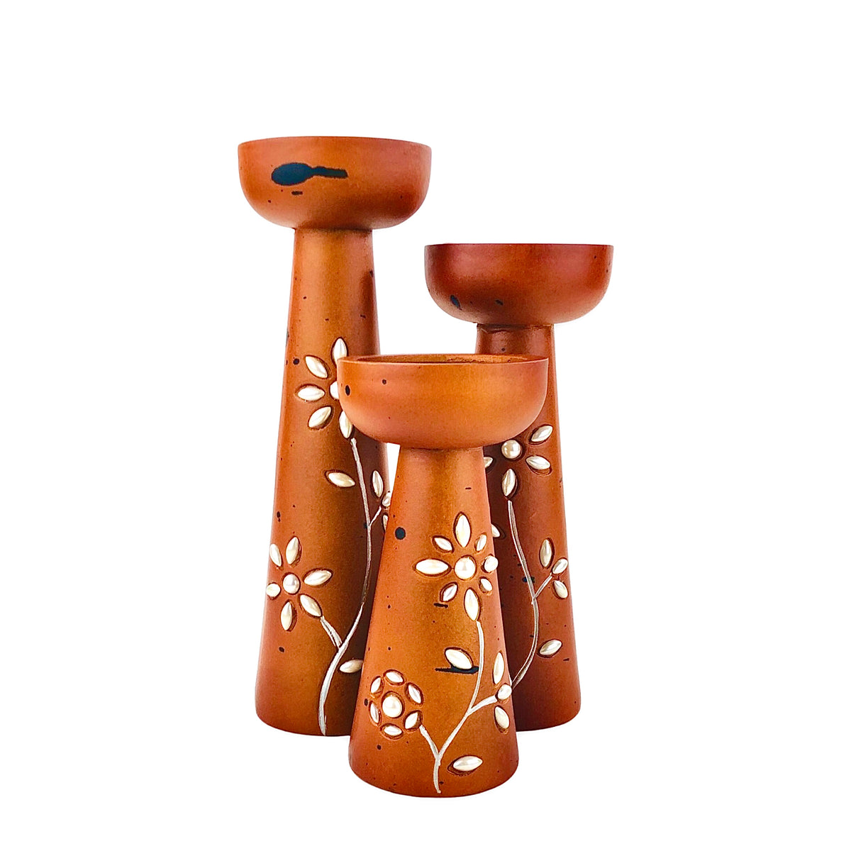 Engraved Pillars Candle Holder