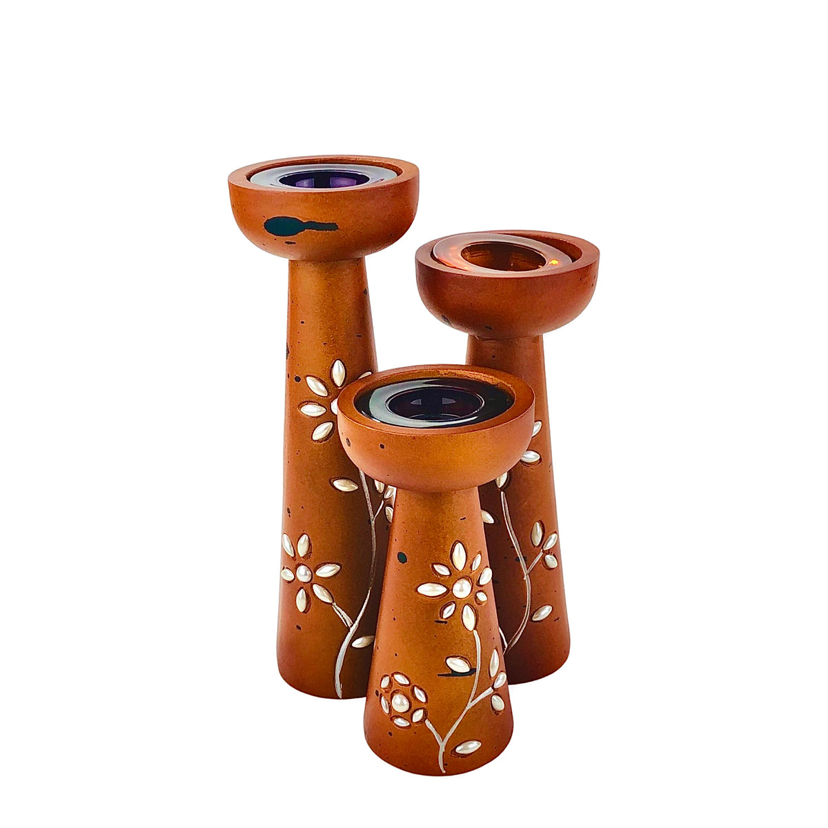 Engraved Pillars Candle Holder