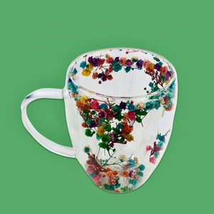 Dual Glass Colorful Flower Mug