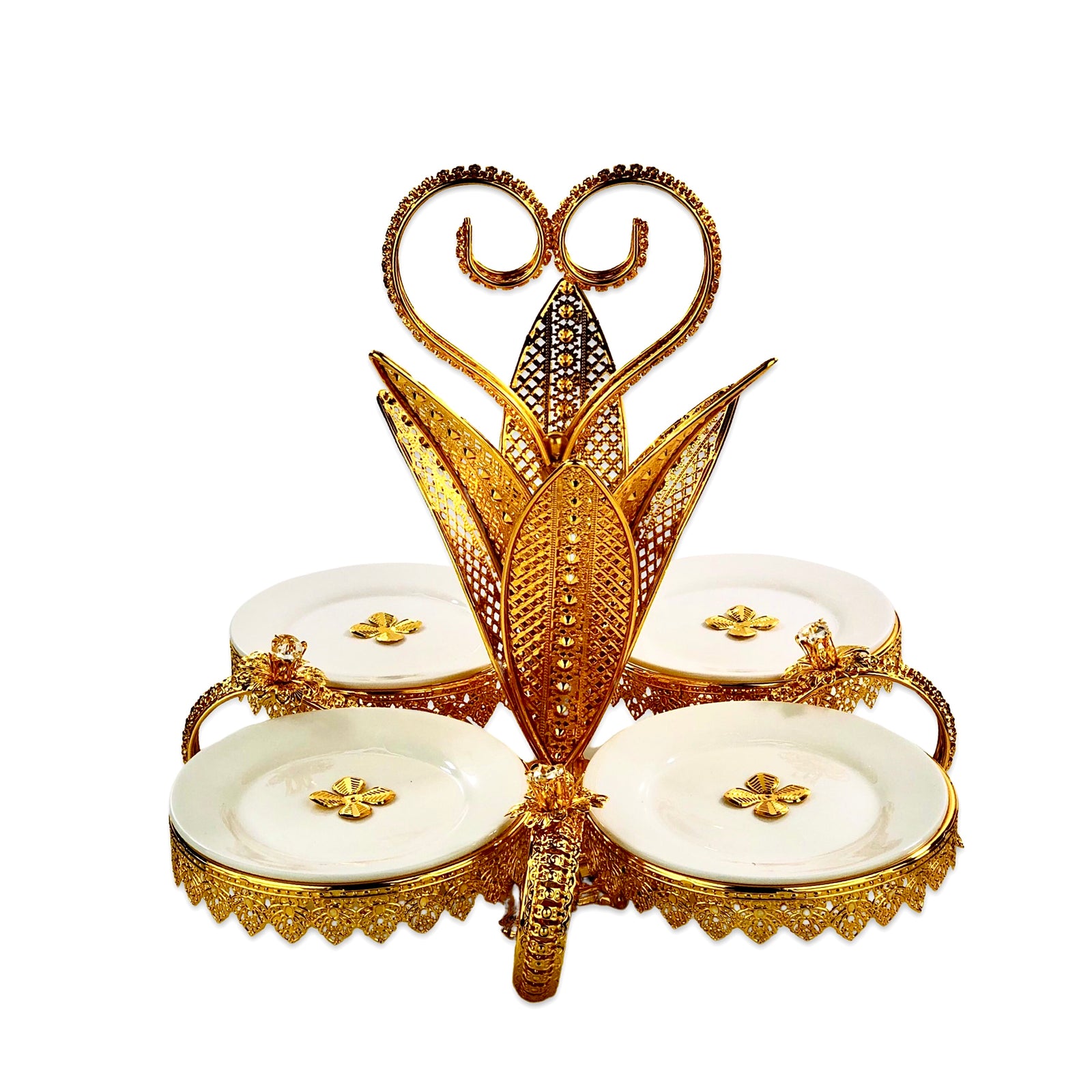 Morrocen Dessert Stand With Plates (4 Portion)