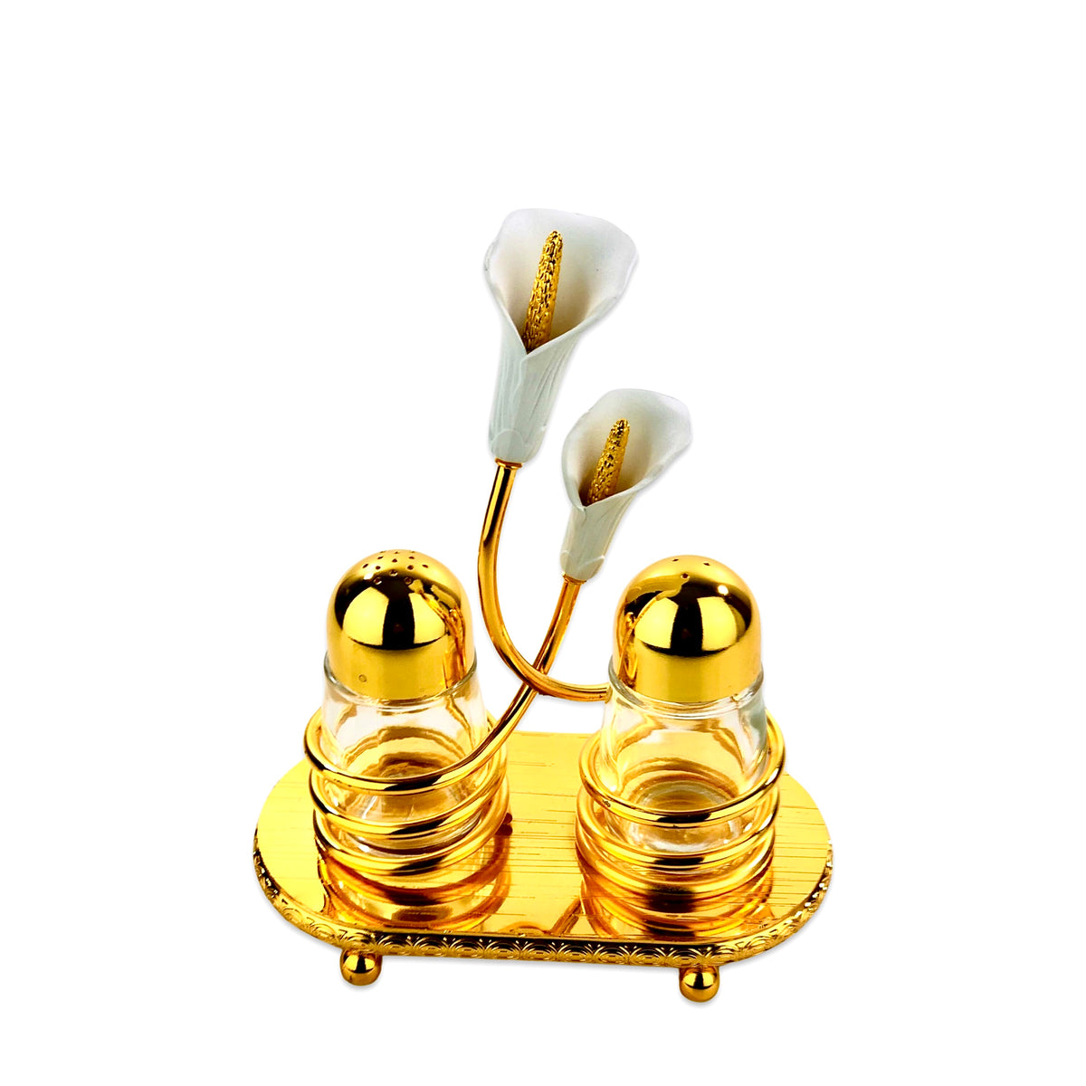 Golden Spiral Flower Salt & Pepper Set