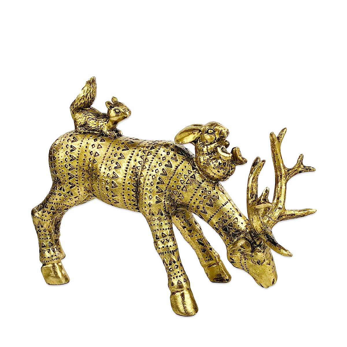 Deer Eating Grass Sculpture